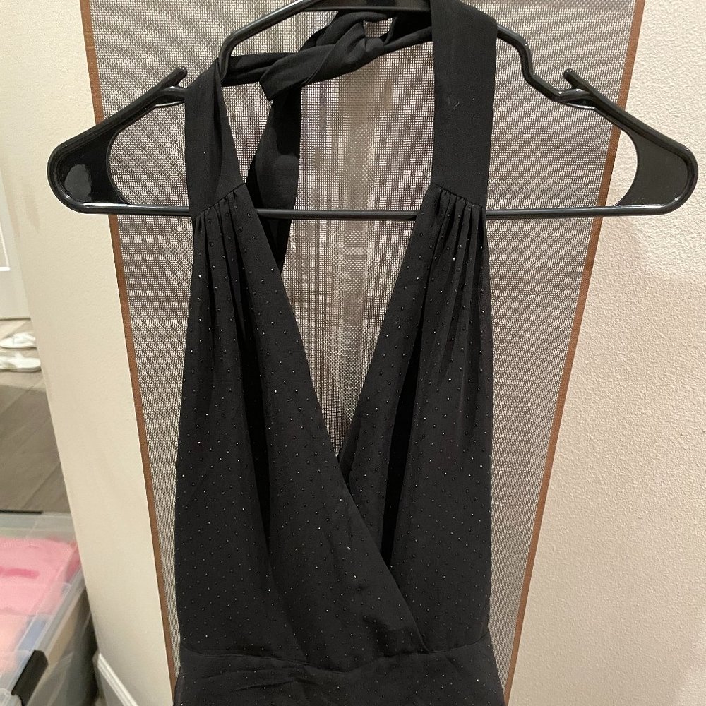 bebe black sparkly romper size xs